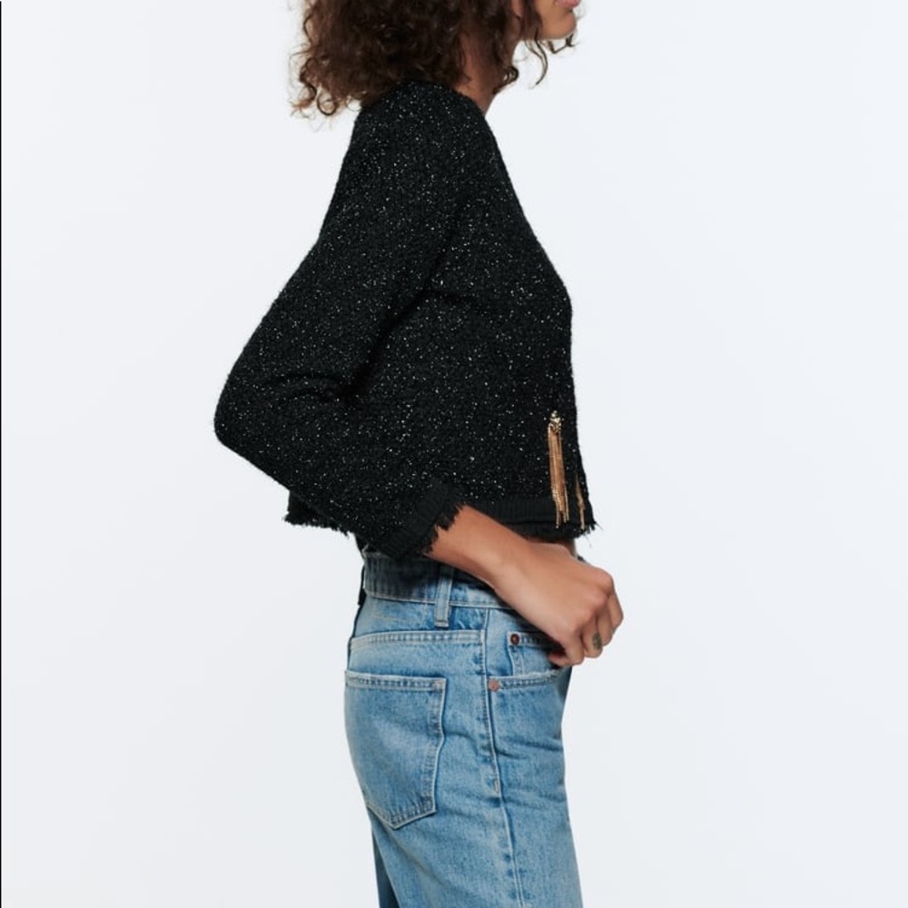 METALLIC THREAD SPARKLE KNIT CARDIGAN JACKET - Picture 10 of 12